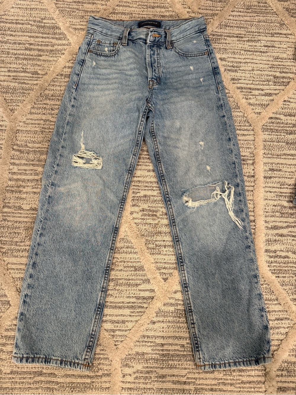 Aeropostale High Rise Baggy Distressed Jeans 000 Short